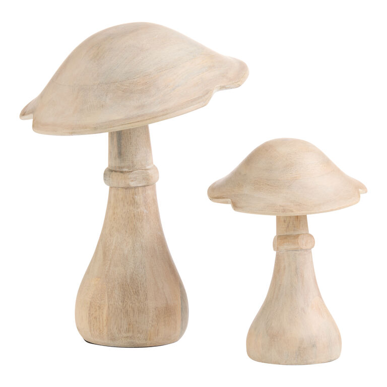 Light Mango Wood Mushroom Decor image number 2