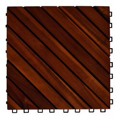 Acacia Wood 12-Slat Interlocking Deck Tiles, 10-Count