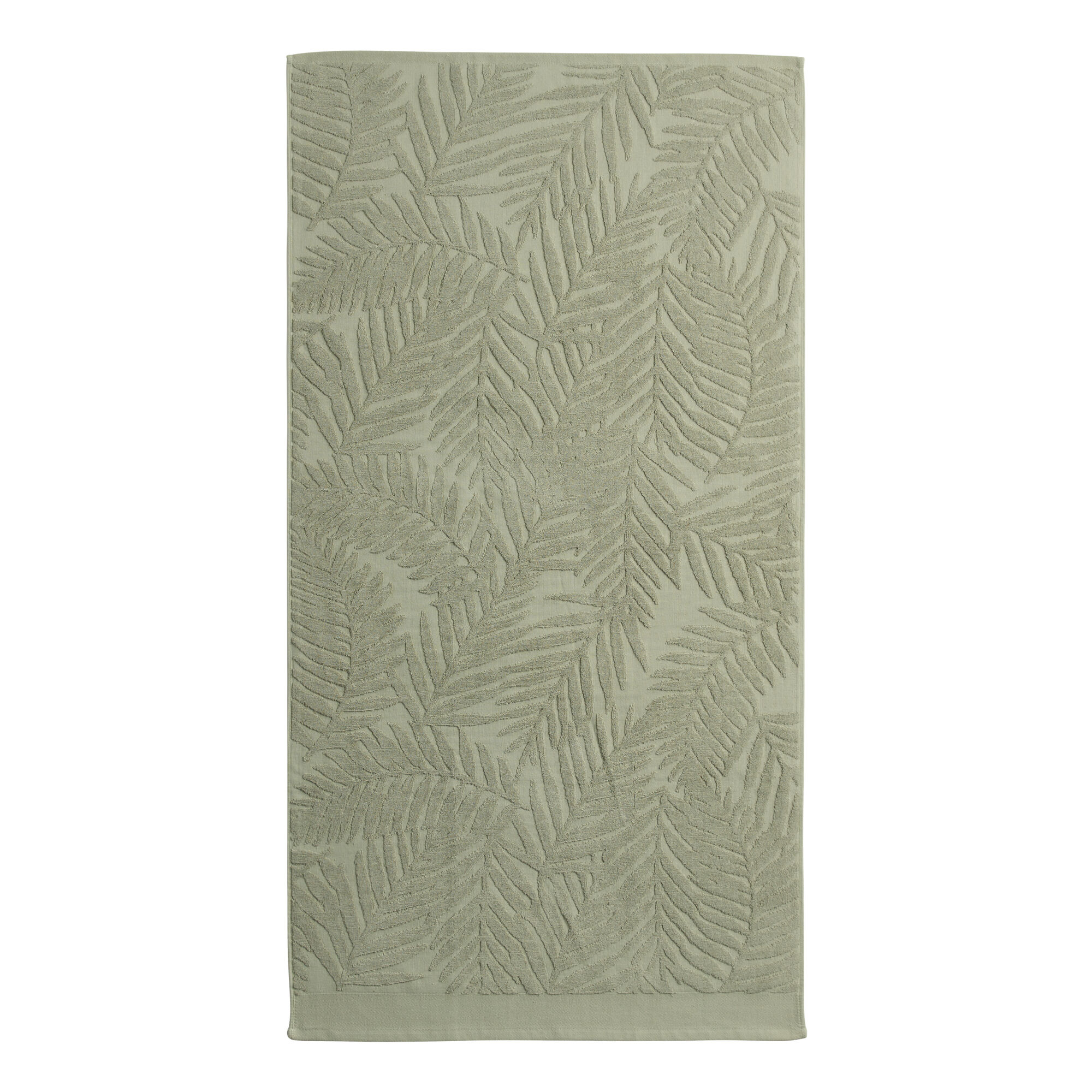 Sage Green Sculpted Palm Leaf Bath Towel - World Market