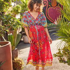 Mira Multicolor Sayulita Floral Kaftan Dress