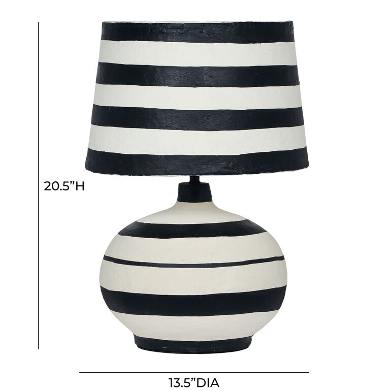 Arcade Black and White Horizontal Stripe Table Lamp image number 5