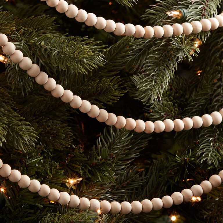 Wood Bead Garland Extra-Large Wooden Beads Garland 7-ft Wooden Bead Garland  Decor Farmhouse Wooden Beaded Garland for Christmas Tree 