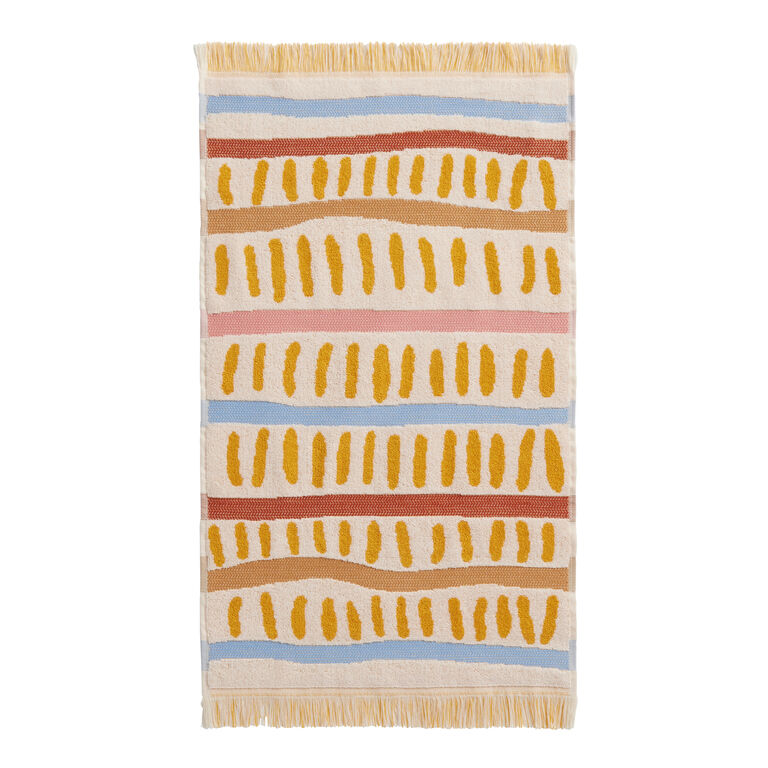 Gia White and Terracotta Diamond Terry Hand Towel image number 3