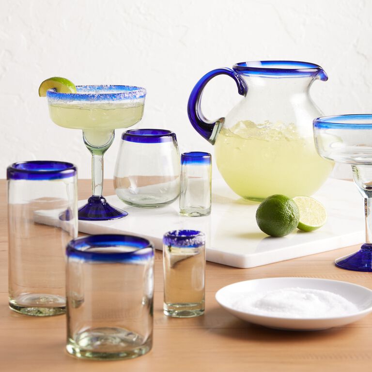 Set of 4 Thick and Heavy Hand blown Margarita Glasses