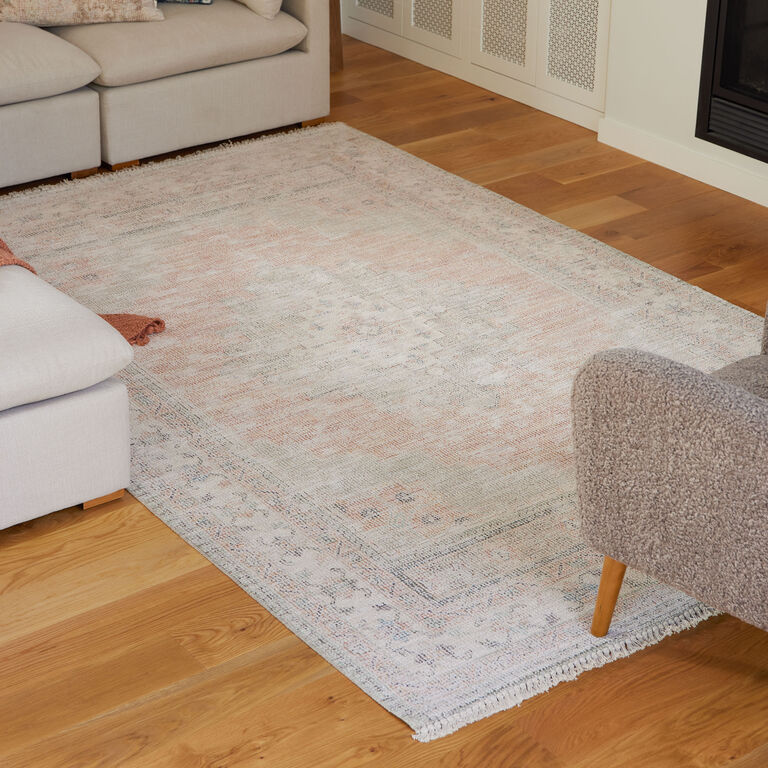Charlotte Peach and Taupe Viscose and Wool Area Rug image number 2