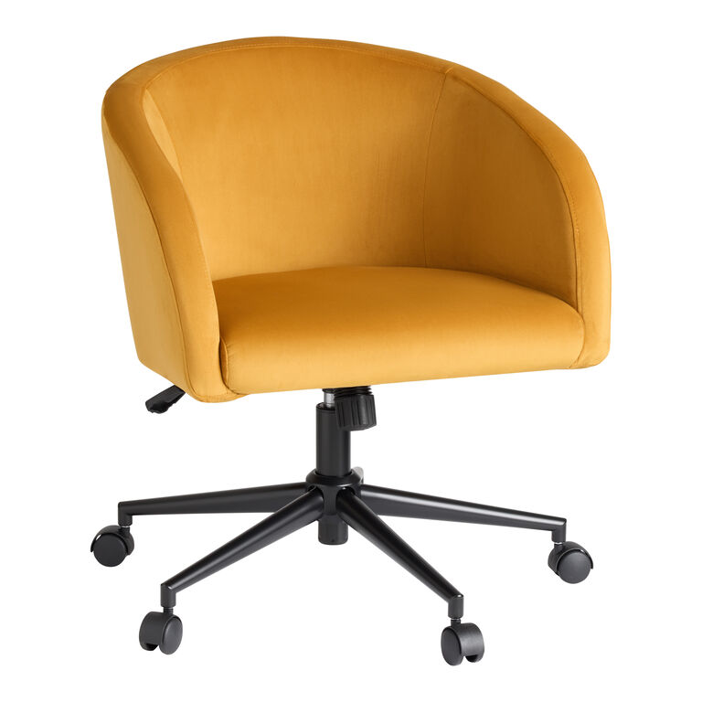 Analise Golden Yellow Velvet Upholstered Office Chair image number 1
