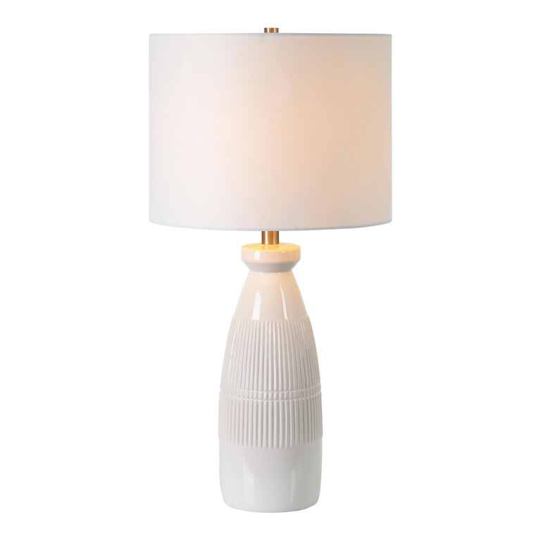 Cedric Off White Textured Ceramic LED Table Lamp image number 3