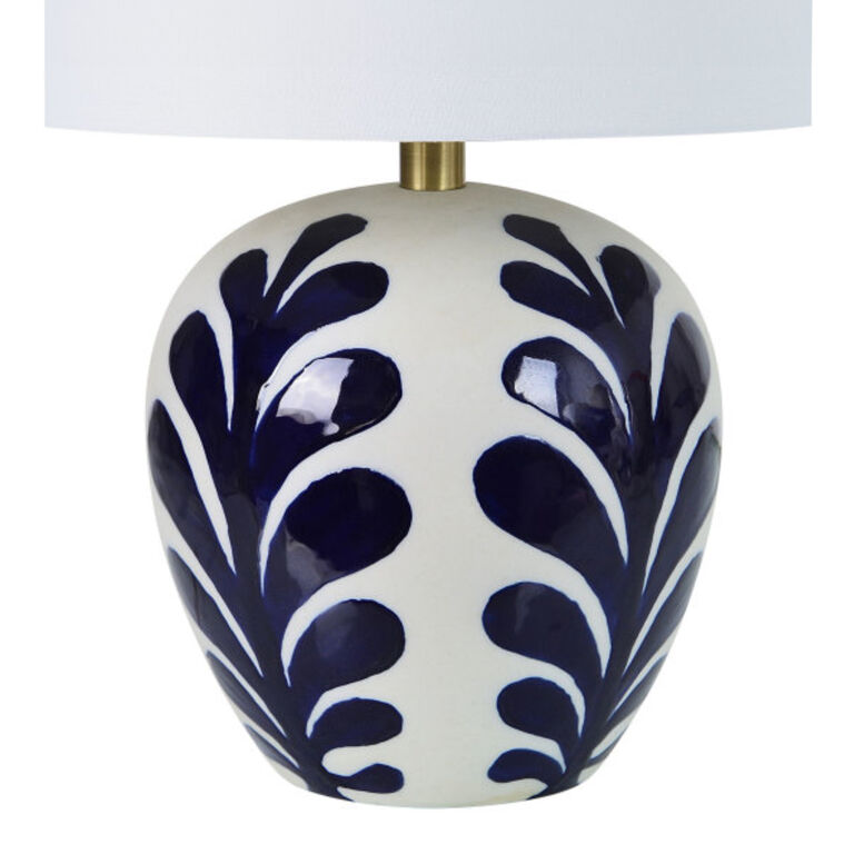 Enford Off White and Navy Blue Ceramic LED Table Lamp image number 4