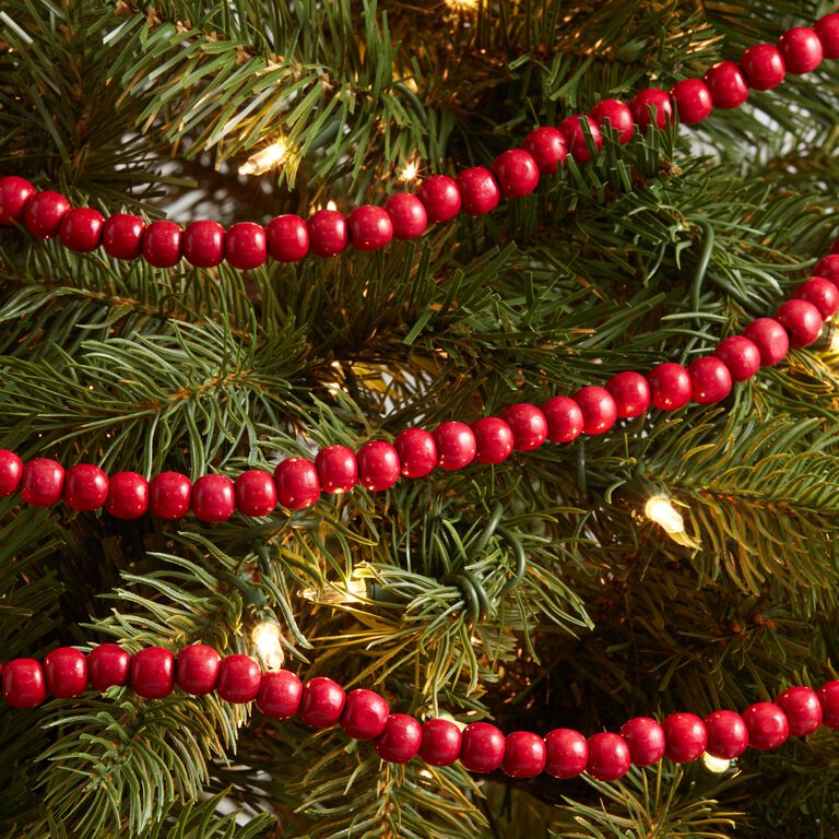 Ornativity Wooden Christmas Garland Decorations - Rustic Wood Beaded  Christmas Tree Decorations Garland Bead Strand Xmas Holiday Decor  (Cranberry Red)