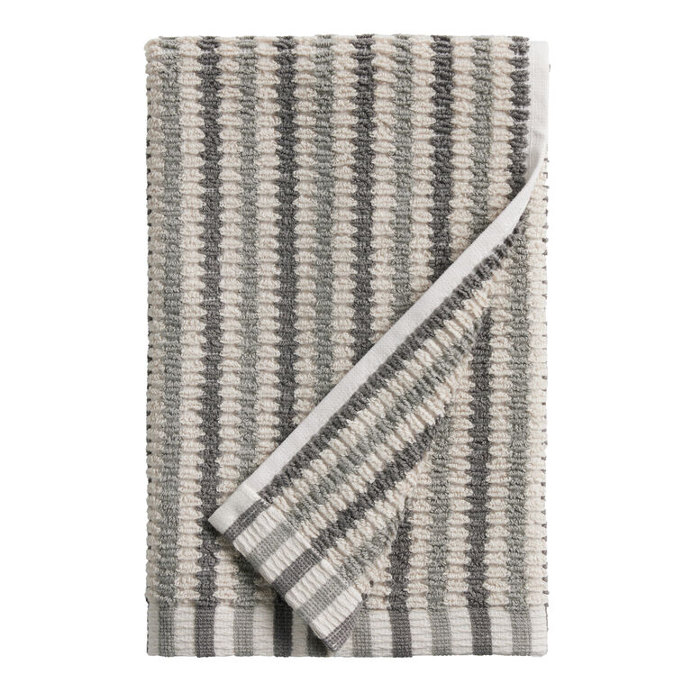 Monte Gray Stripe Textured Towel Collection image number 2
