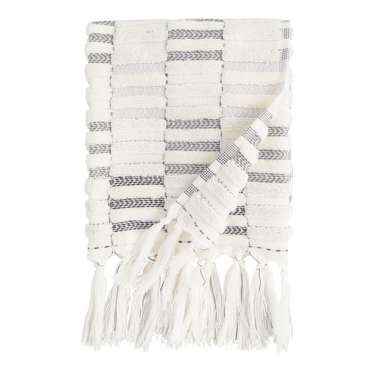 Sloan Black and Ivory Sculpted Stripe Hand Towel by World Market