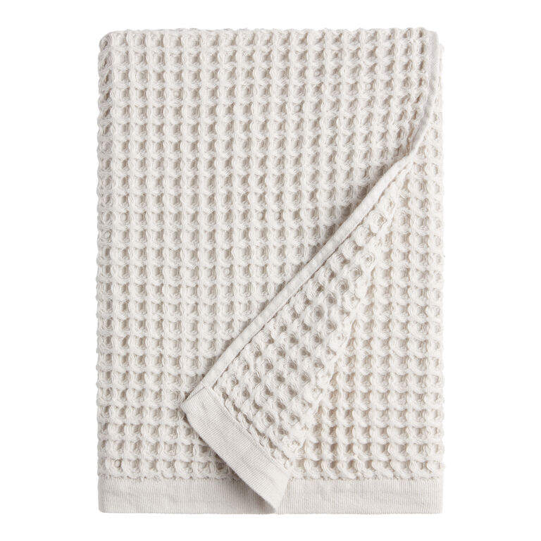 Waffle Weave Bath Towel, Light Grey
