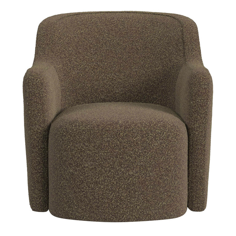 Clarence Brown Boucle Barrel Back Upholstered Swivel Chair image number 3