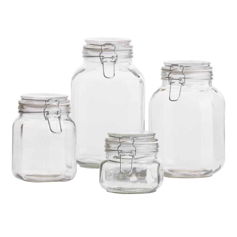 Set of 2 Glass Jar with Lid (2 Liter), Airtight Glass Storage Cookie Jar  for Flour, Pasta, Candy, Dog Treats, Snacks & More, Glass Organization  Canisters for Kitchen & Pantry