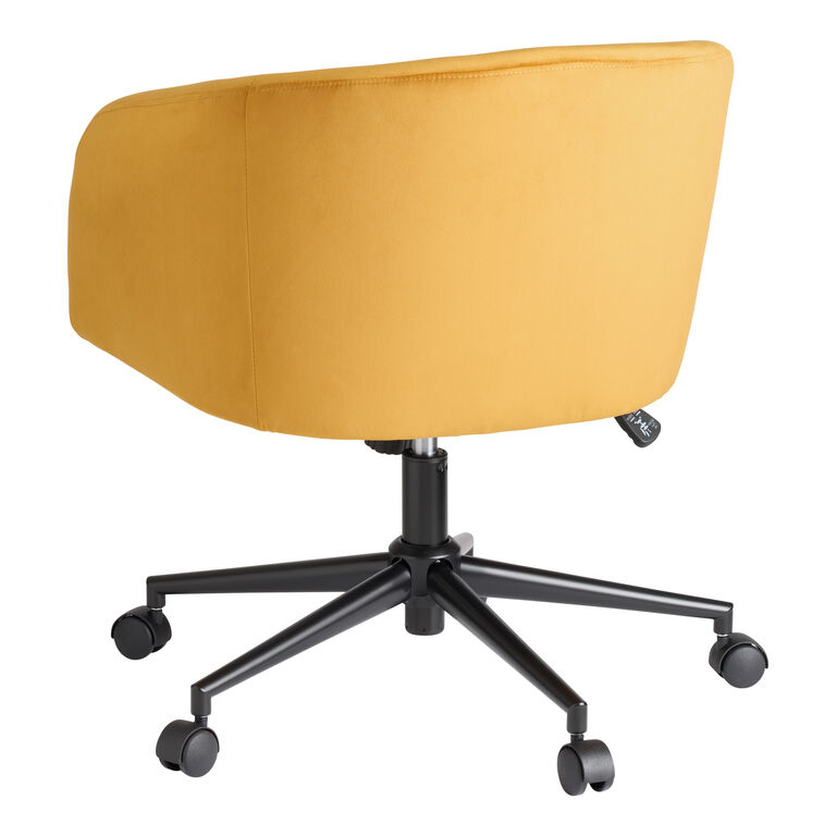 Analise Golden Yellow Velvet Upholstered Office Chair image number 3