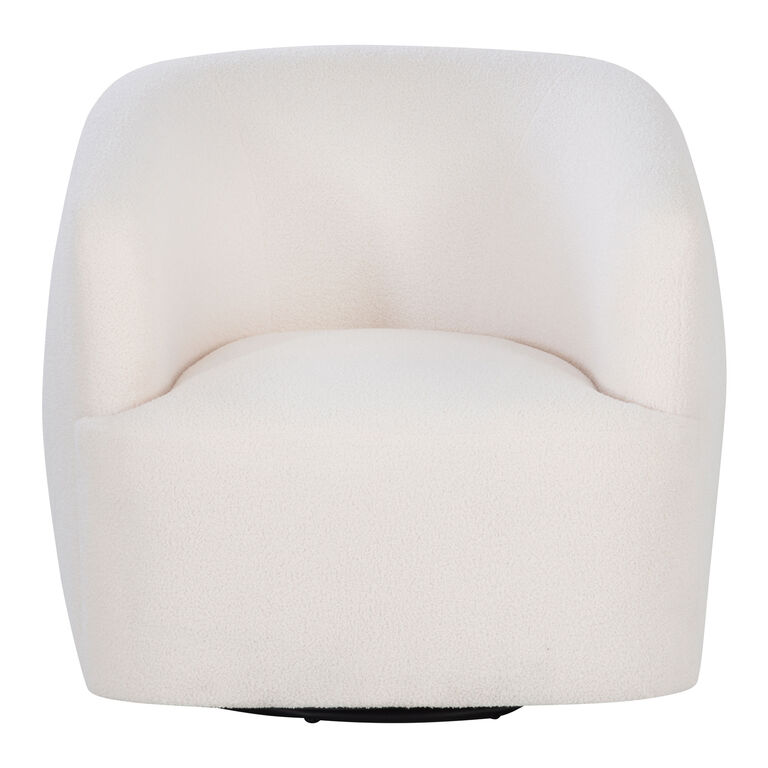 Lev White Sherpa Curved Upholstered Swivel Chair image number 3