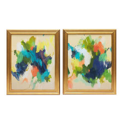 Colorful Abstracts Diptych Framed Wall Art 2 Piece