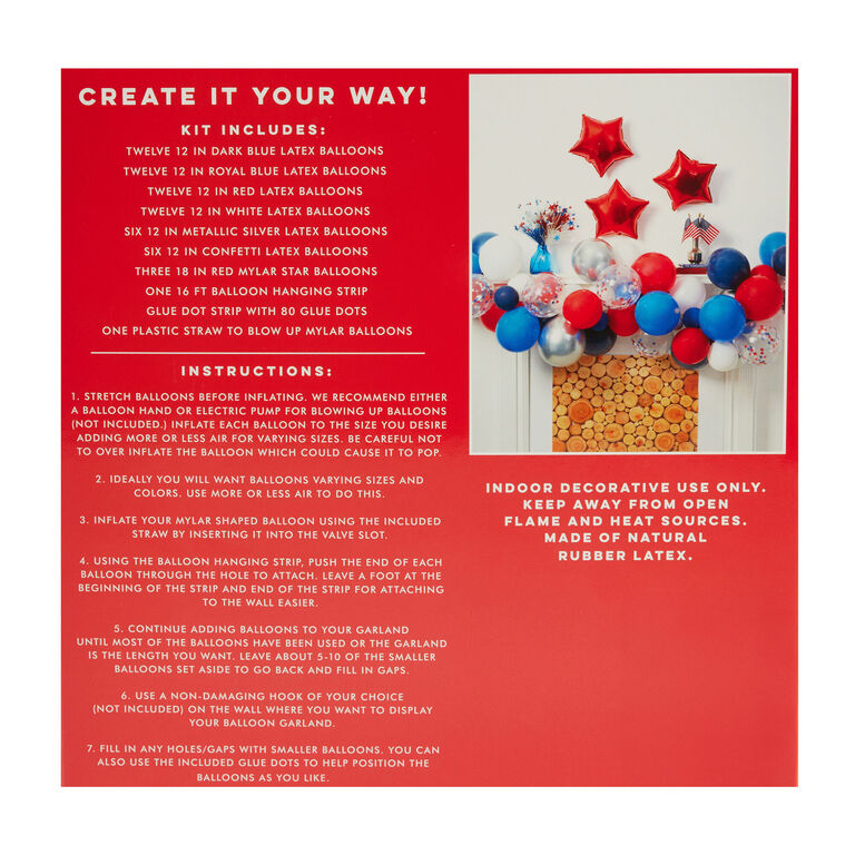 Red, White and Blue Americana Balloon Garland Kit image number 3