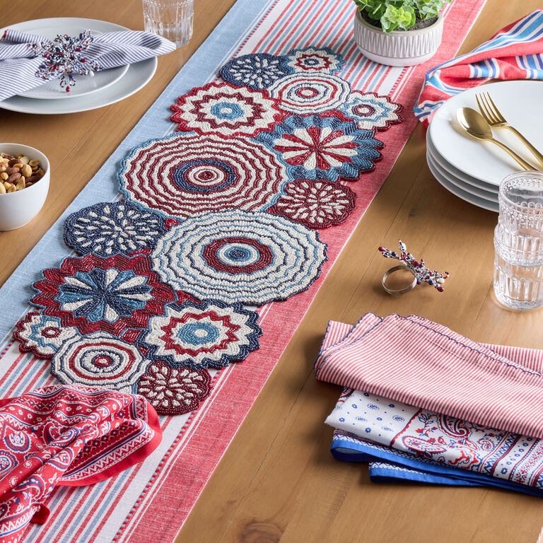 Red, White and Blue Fireworks Beaded Table Runner image number 2