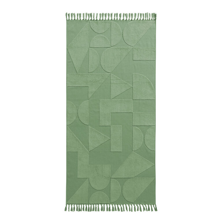 Harlow Green Sculpted Geometric Beach Towel image number 3