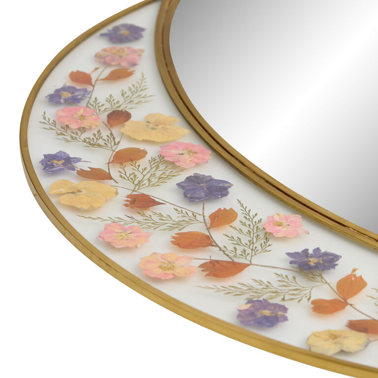 Brass And Dried Flower Wall Mirror image number 2