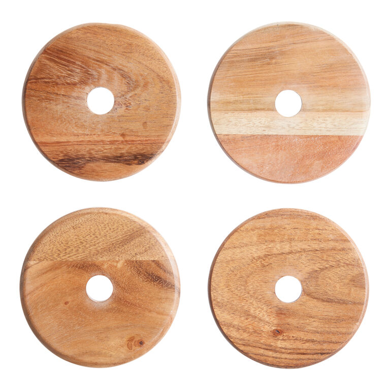 Grehge MeDecor Acacia Wood Coasters for Drinks - Round Coaster Se