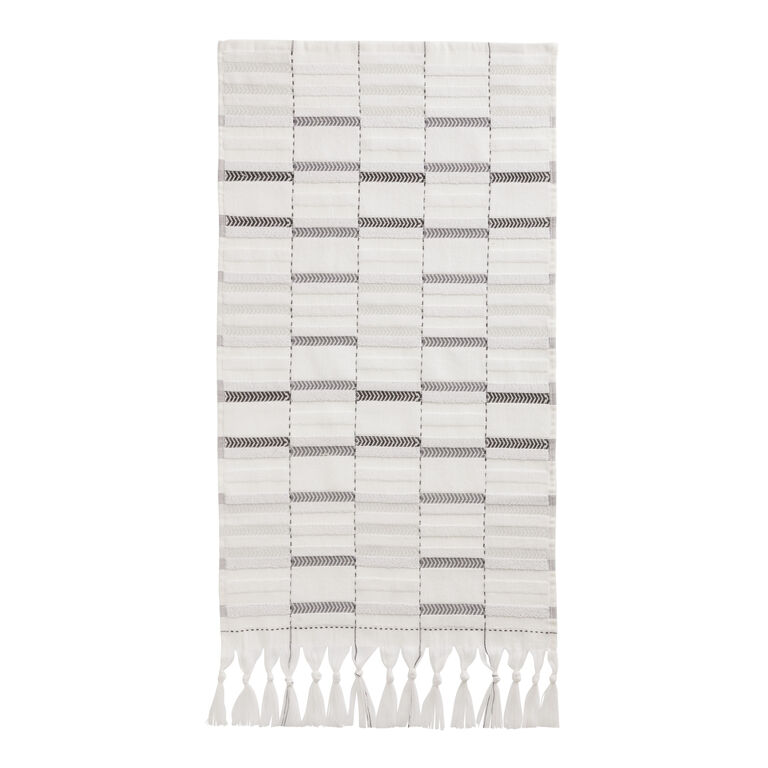 Aubrey Black And Ivory Sculpted Stripe Hand Towel image number 3
