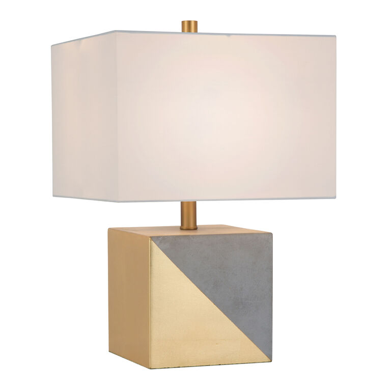 Raglan Square Gold and Gray Concrete Dipped Cube Table Lamp image number 3