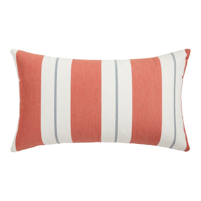 Sunbrella Persimmon Stripe Outdoor Lumbar Pillow - World Market