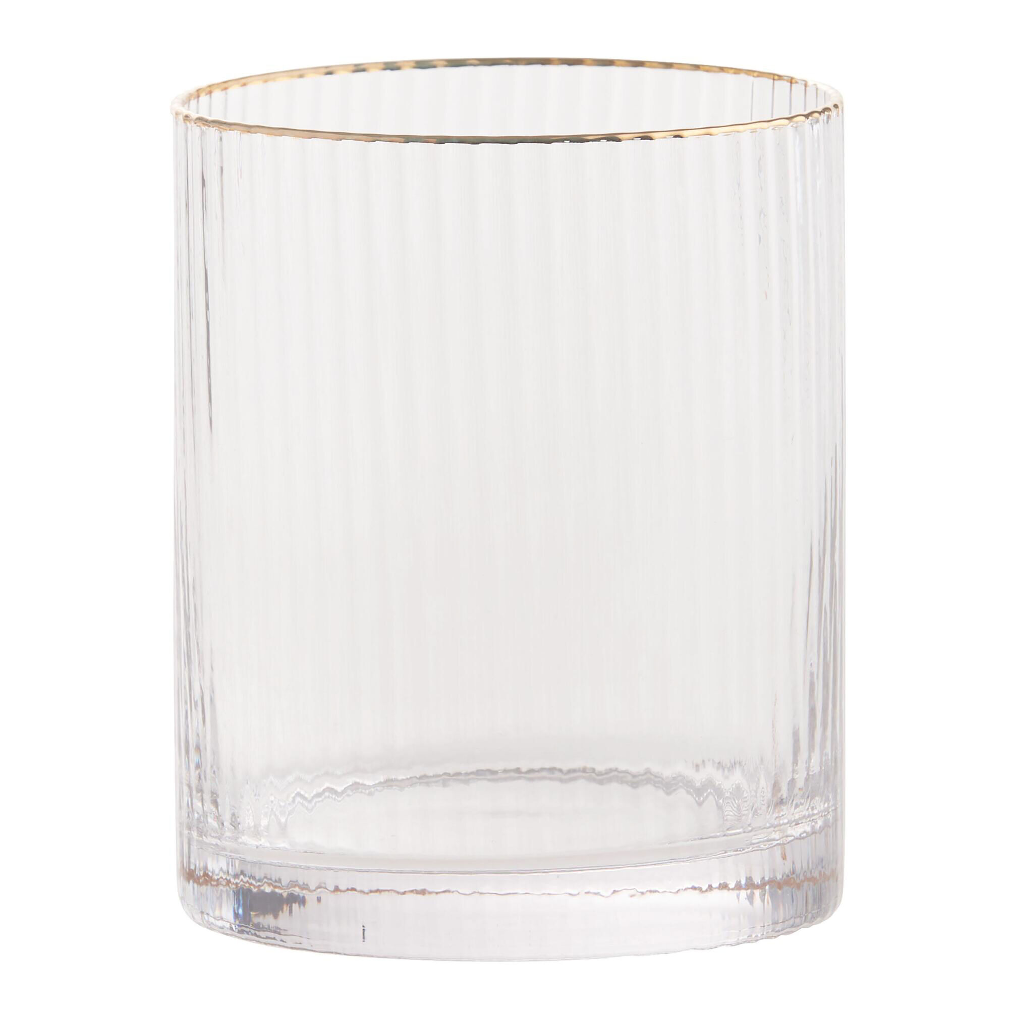 Gold Rim Ribbed Double Old Fashioned Glass - World Market