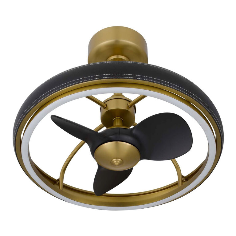 Hanson Antique Brass and Black Metal Ceiling Light with Fan image number 3