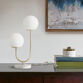 Lisboa Gold Metal and Frosted Glass Globe 2 Light Table Lamp image number 1