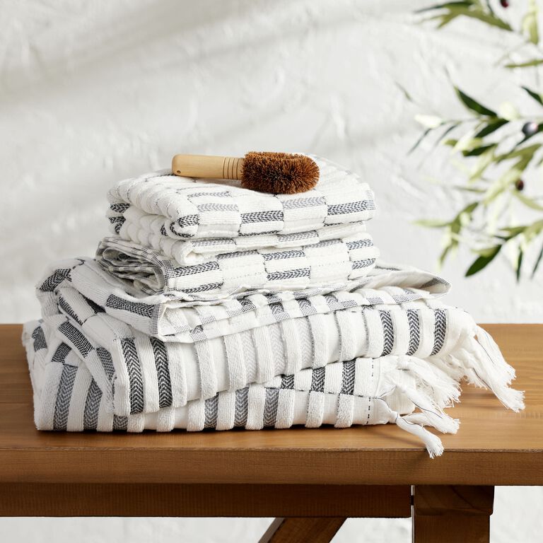  Kitchen Dish Towels Salsa Stripe - 100% Natural