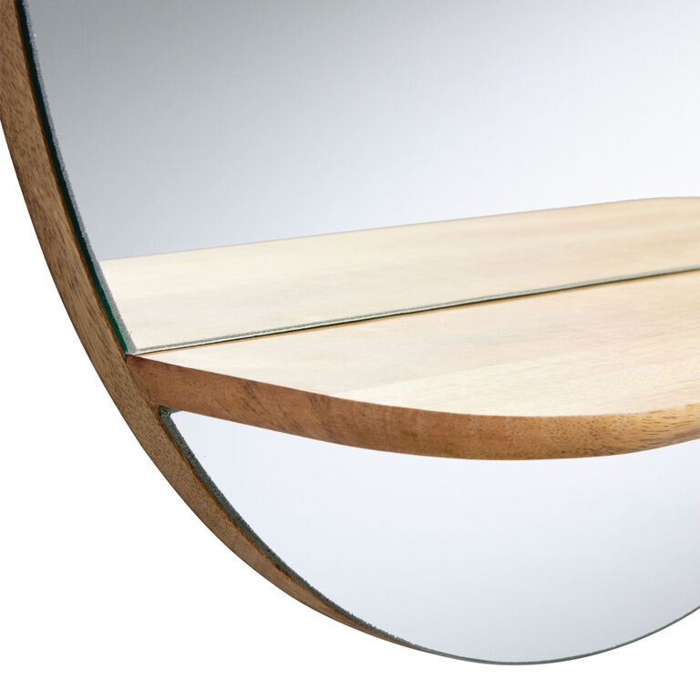 Remi Round Wall Mirror With Wood Shelf image number 4