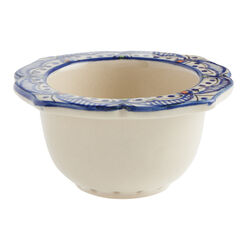 Tunis White and Blue Ceramic Tea Strainer