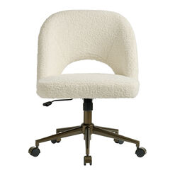 Elisha Ivory Faux Sherpa Upholstered Office Chair