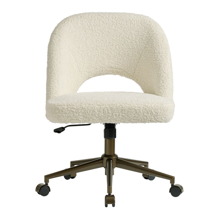Elisha Ivory Faux Sherpa Upholstered Office Chair image number 2