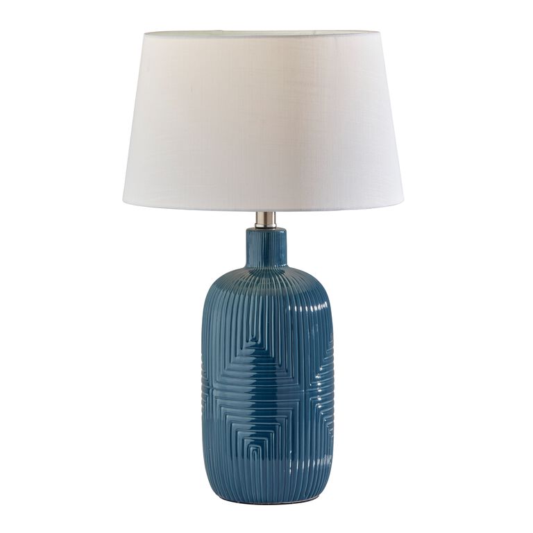 Maisie Turquoise Diamond Ceramic Table Lamps Set Of 2 image number 1