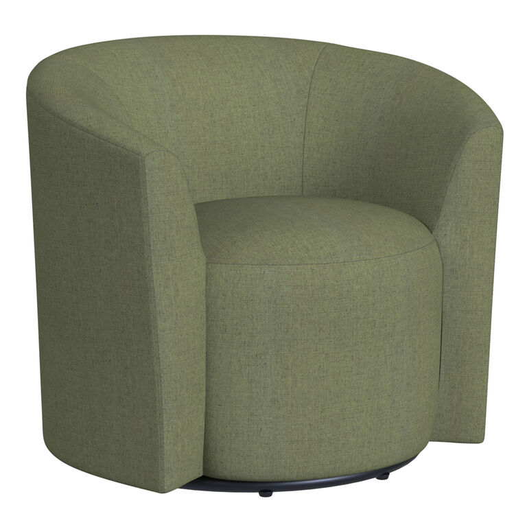 Clarence Green Woven Barrel Back Upholstered Swivel Chair image number 1