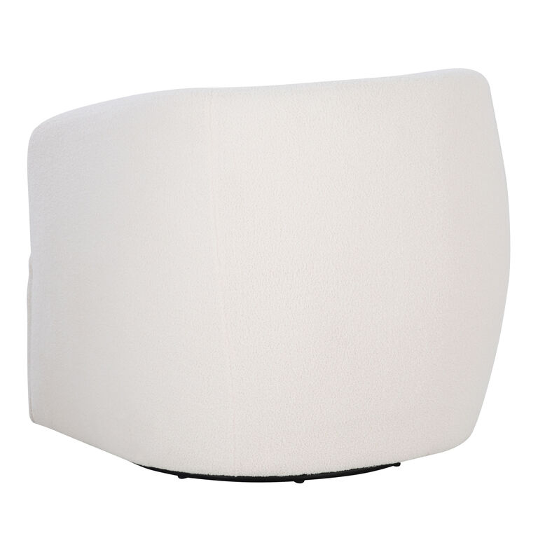 Lev White Sherpa Curved Upholstered Swivel Chair image number 4