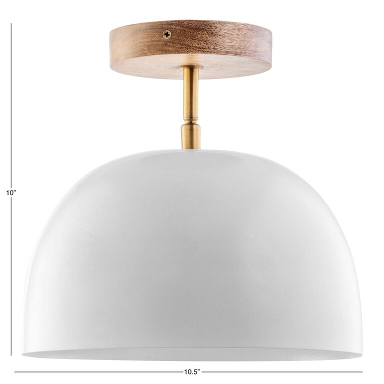 White Metal Dome Adjustable Semi Flush Mount Ceiling Light - World Market