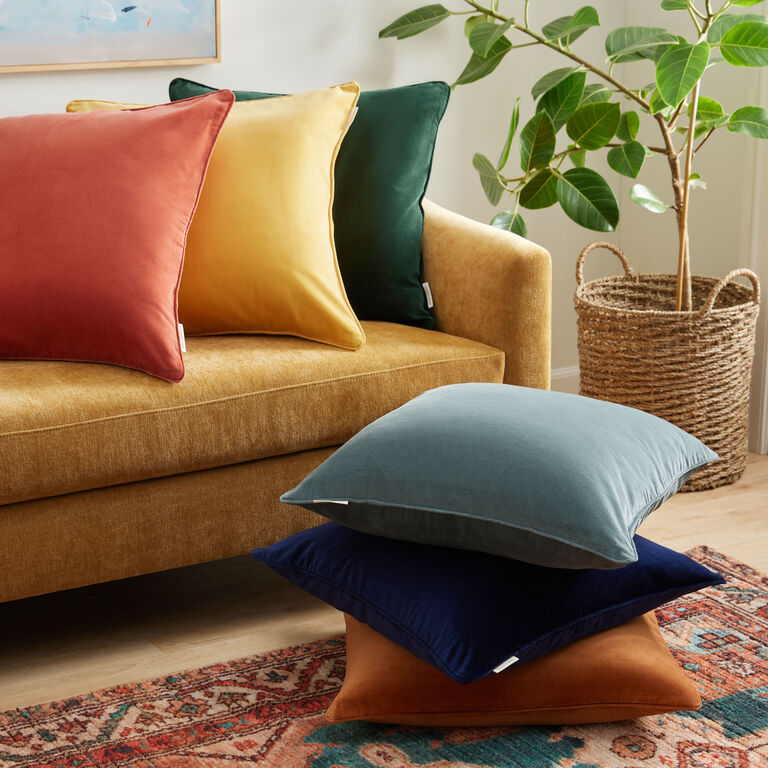Warm Rainbow Velvet Corduroy Throw Pillow - World Market