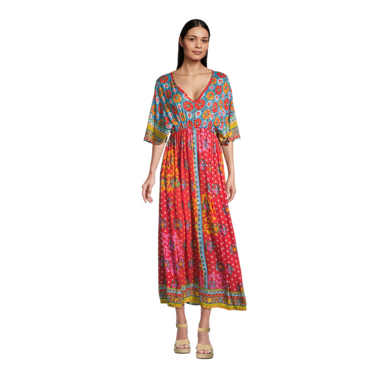 Mira Multicolor Sayulita Floral Kaftan Dress image number 1