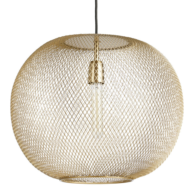 Gold Iron Wire Open Weave Globe Pendant Lamp image number 1