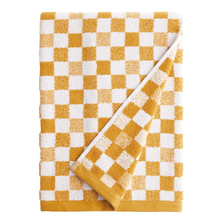 Checkered Bath Towel in Yellow Taro - Rumi Living