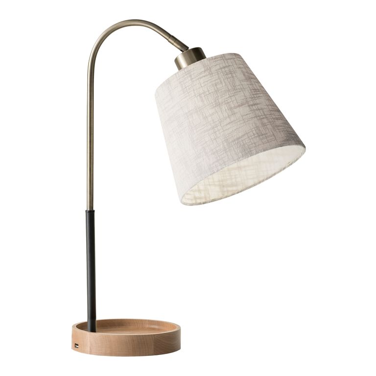 Granada Wood And Metal Task Lamp With USB Port image number 1