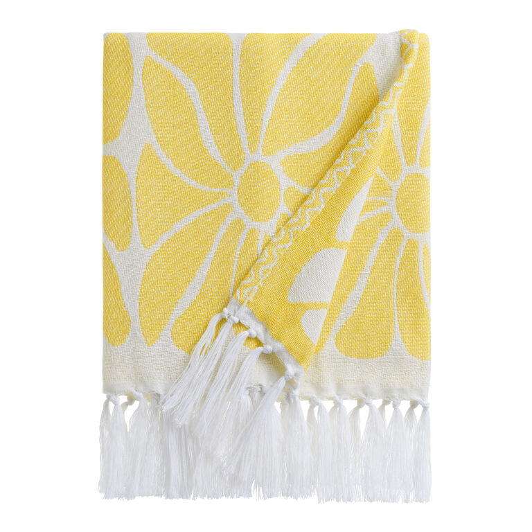 Shona Mustard Floral Tile Beach Towel image number 1