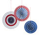 Handmade Red, White and Blue Americana Paper Fans 3 Pack image number 0