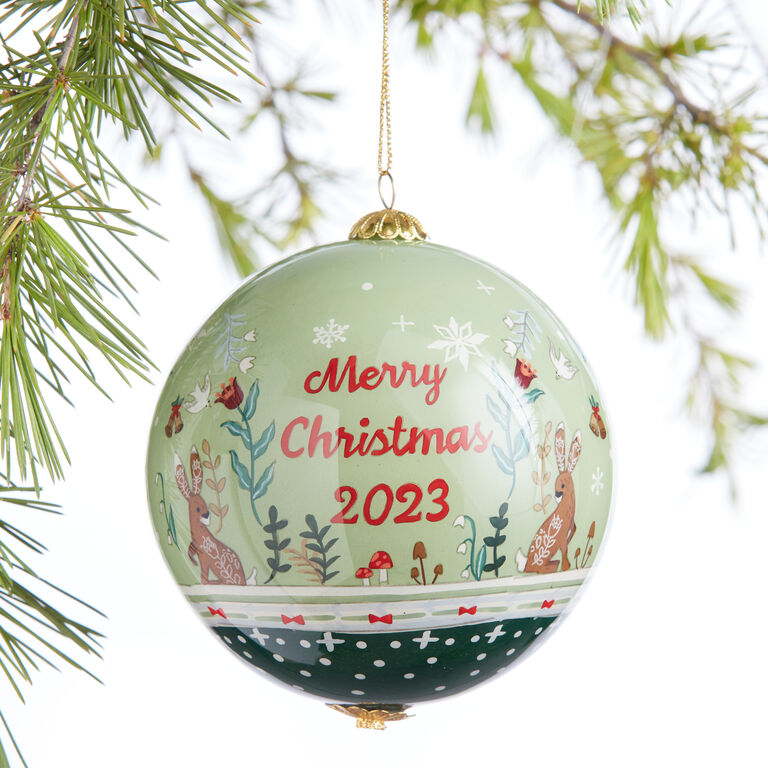 Li Bien Folkloric Santa 2023 Glass Ball Ornament image number 2