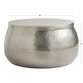Cala Round Silver Hammered Metal Storage Coffee Table image number 2